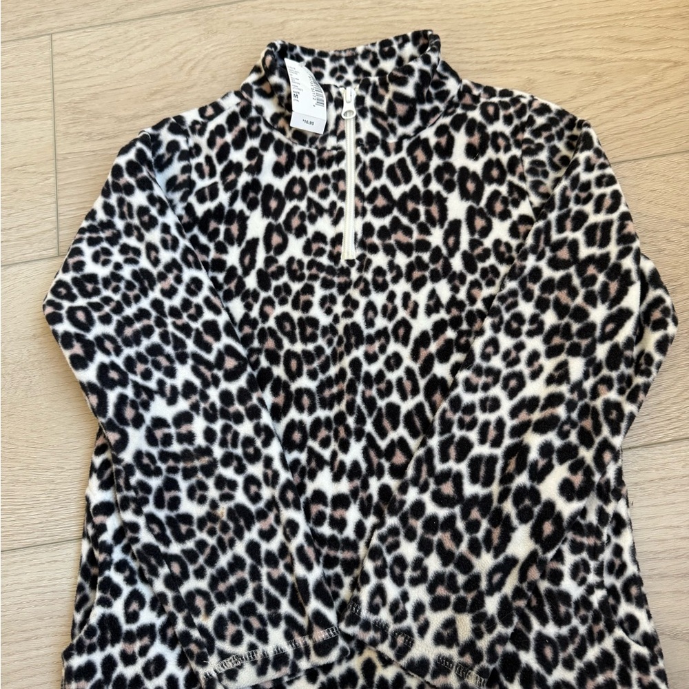 The Children's Place Girls' Leopard Print Fleece Pullover - NWT Size M (7/8)